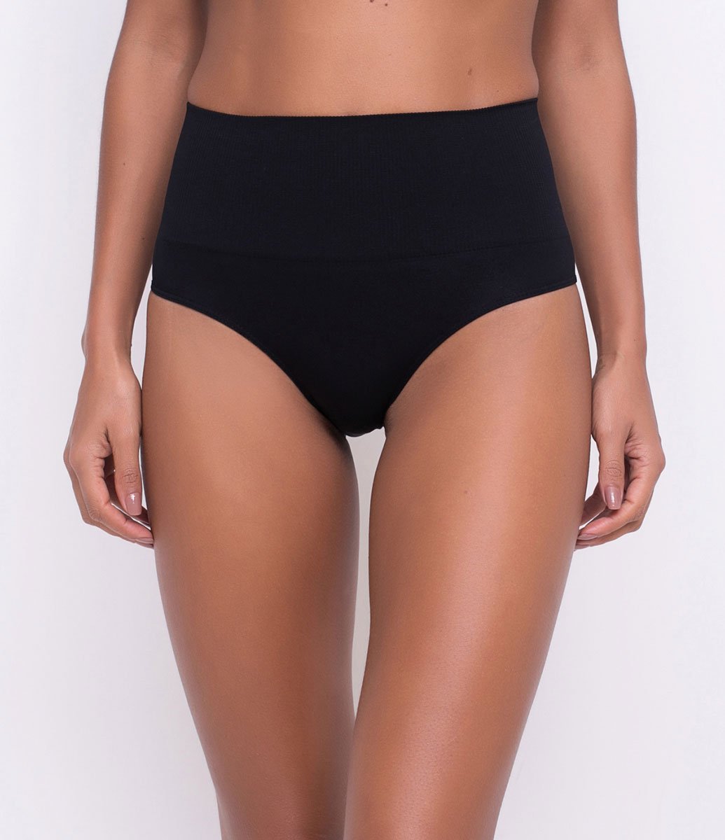 Calcinha Redutora em Microfibra com Cós Canelado Trifil Preto 1