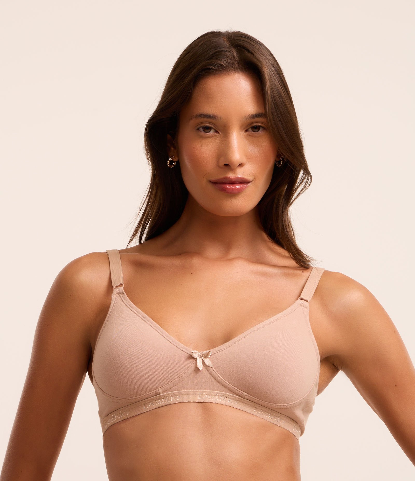 Sutiã Básico em Cotton sem Bojo e Aro DelRio Bege 1