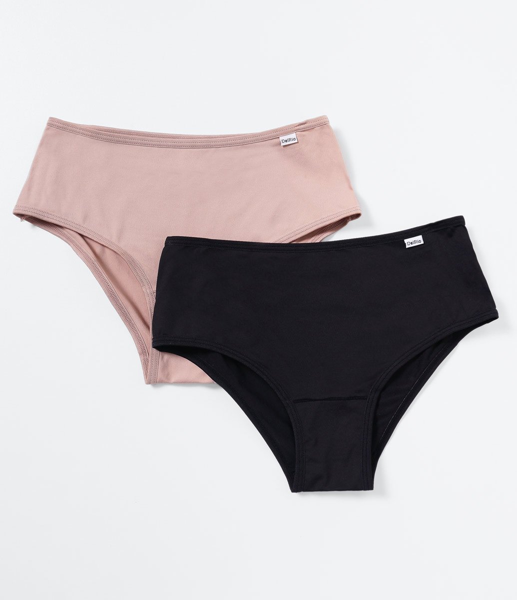 Kit 02 Calcinhas Largas Básicas em Microfibra DelRio Multicores 1