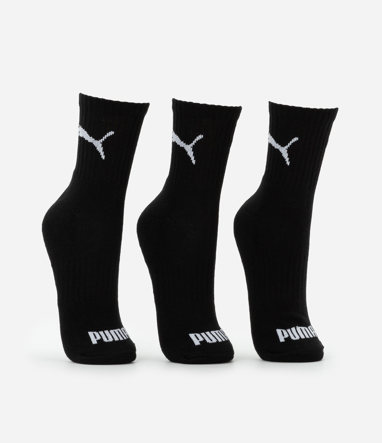 Kit 03 Meias Cano Médio em Algodão com Logo Puma Preto 2