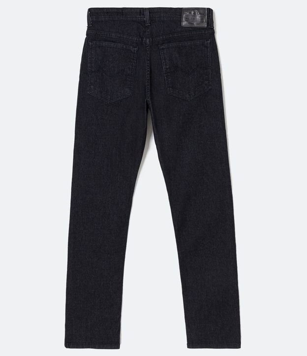 Calça Reta Jeans com Elastano Preto 6