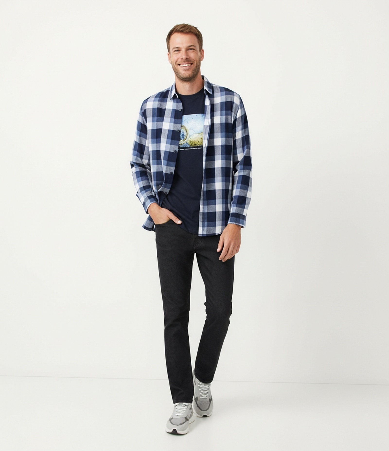 Calça Reta Jeans com Elastano Preto 5