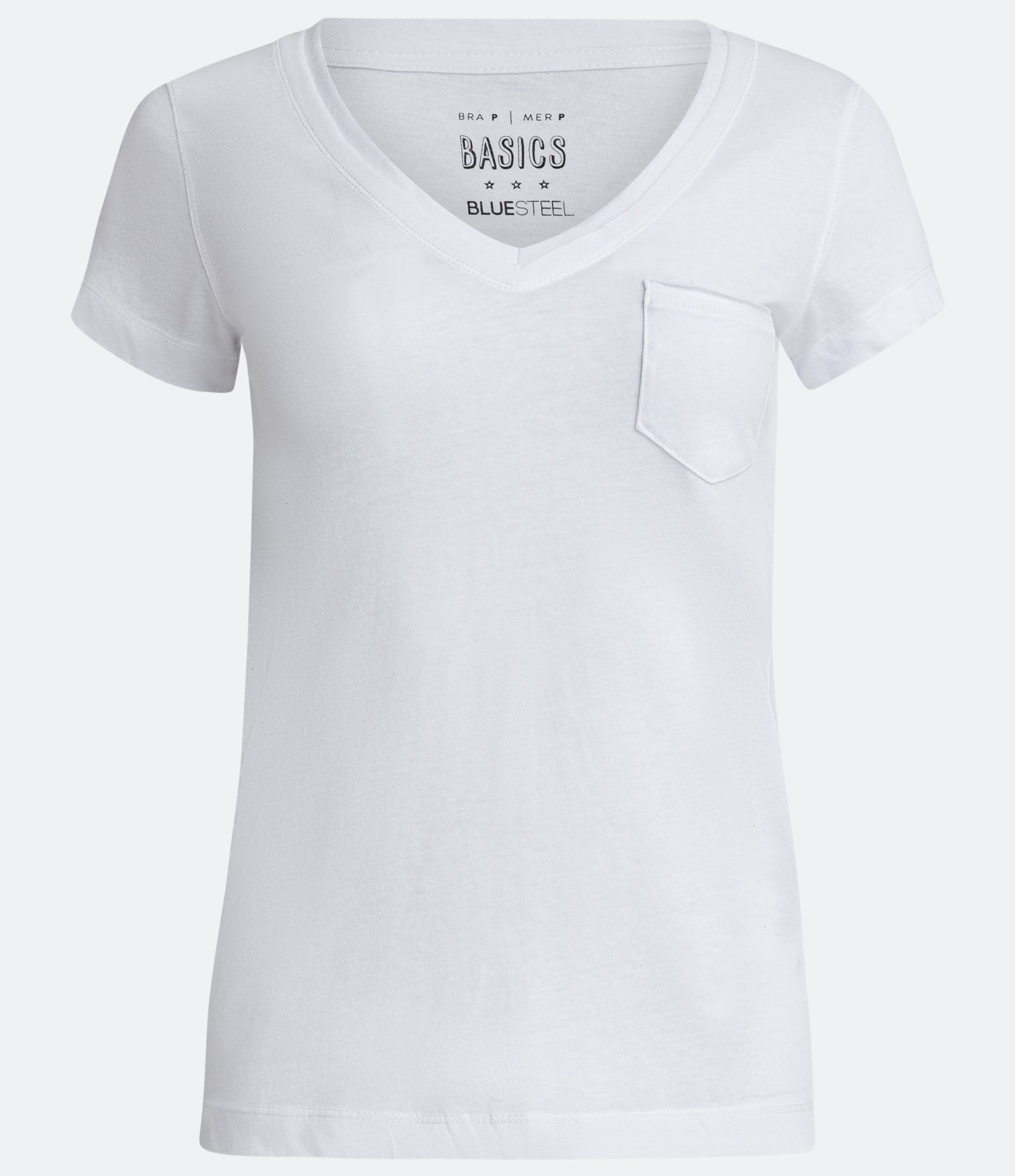 Blusa Básica em Algodão com Manga Curta e Bolsinho Branco 5