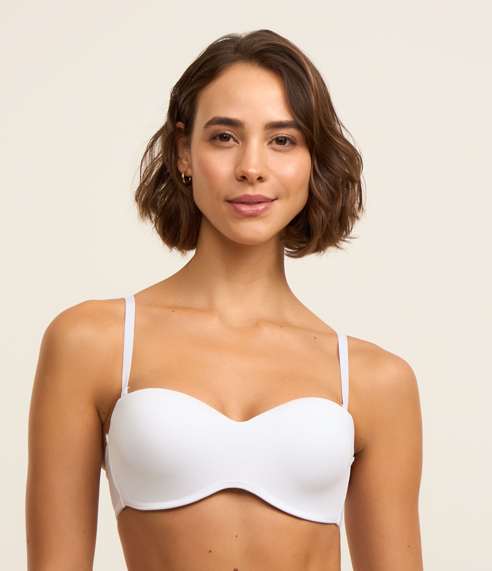 Sutiã Sem Alça em Microfibra com Bojo Inteiro Branco 1