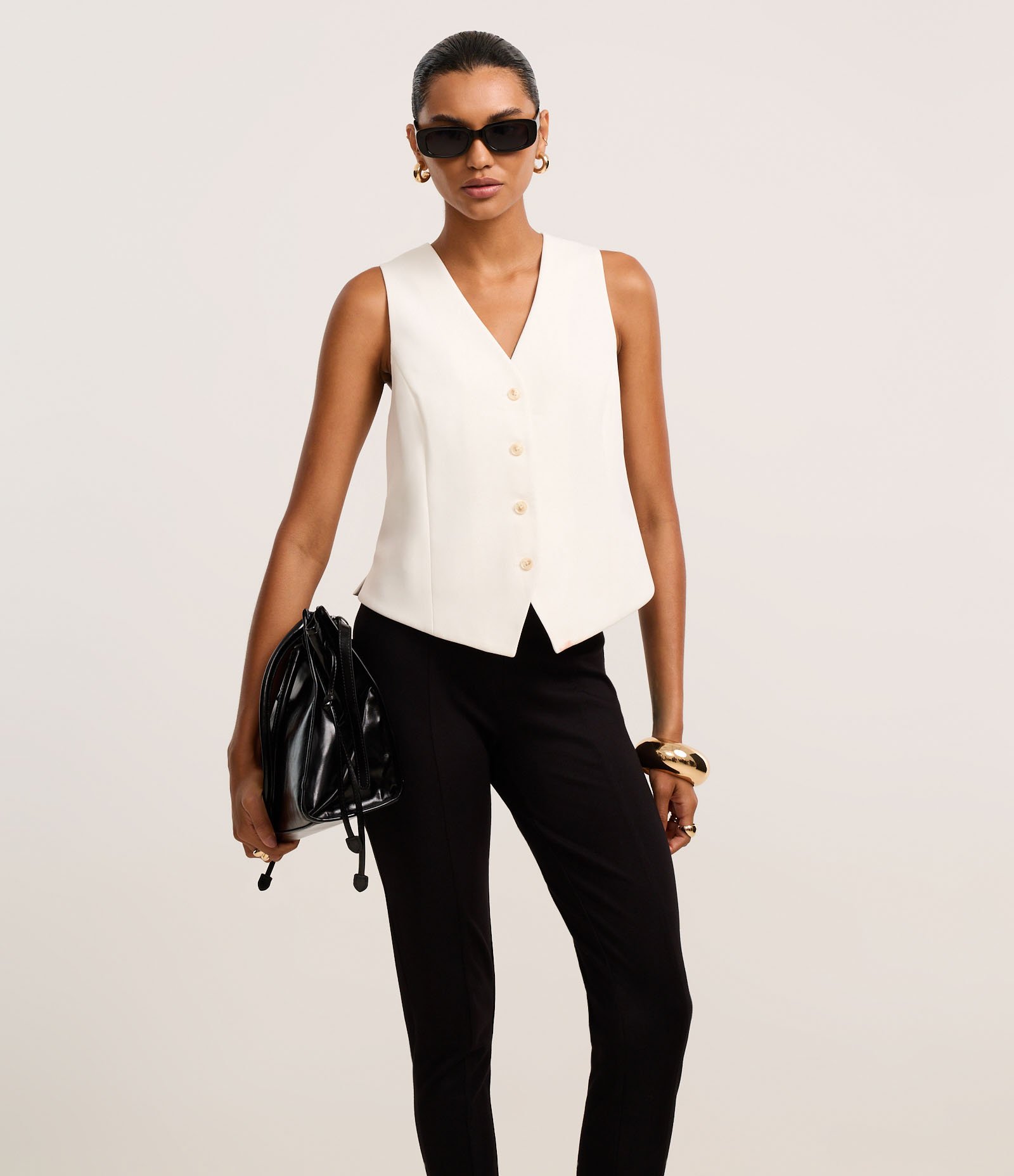 Calça Legging em Ponto Roma com Elástico Lateral Preto 2