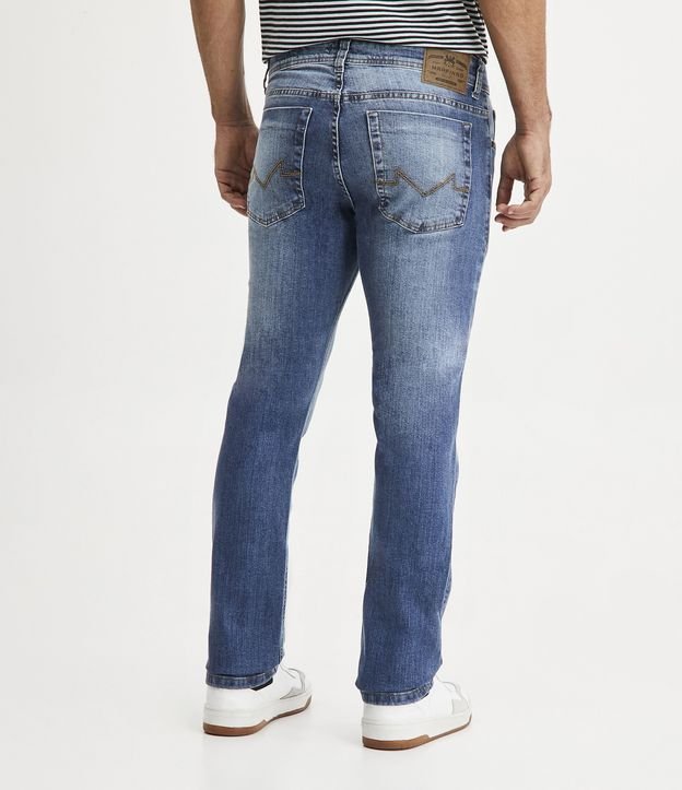 Calça Slim Básica Jeans com Elastano Azul Escuro 3