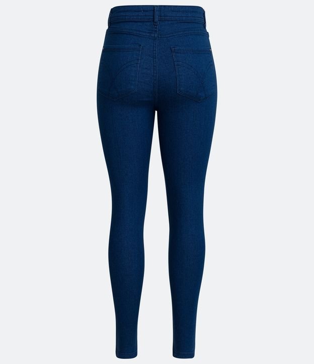 Calça Skinny em Jeans com Cintura Alta e Passantes no Cós Azul 6
