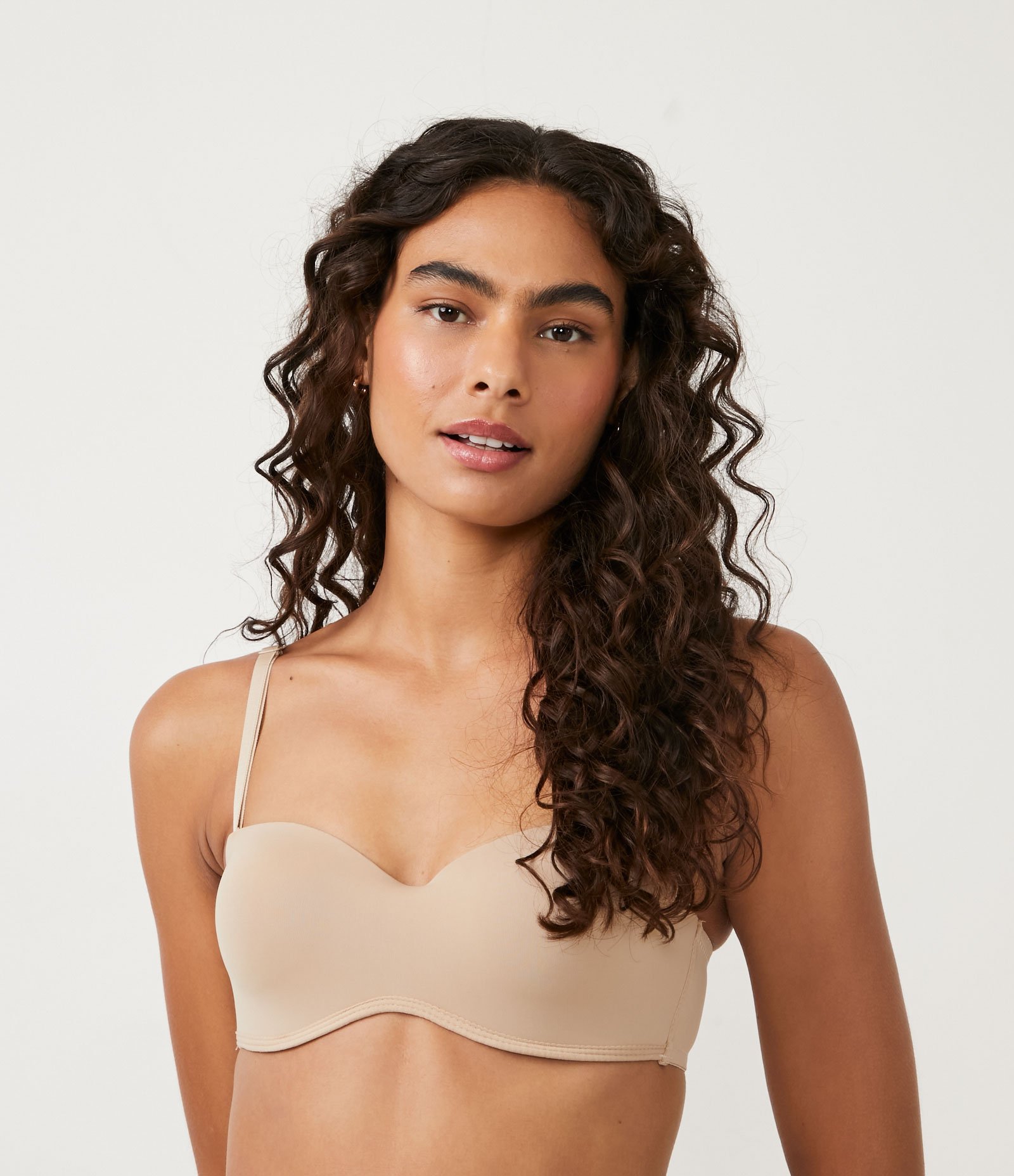 Sutiã Sem Alça em Microfibra com Bojo Inteiro Light Taupe 1