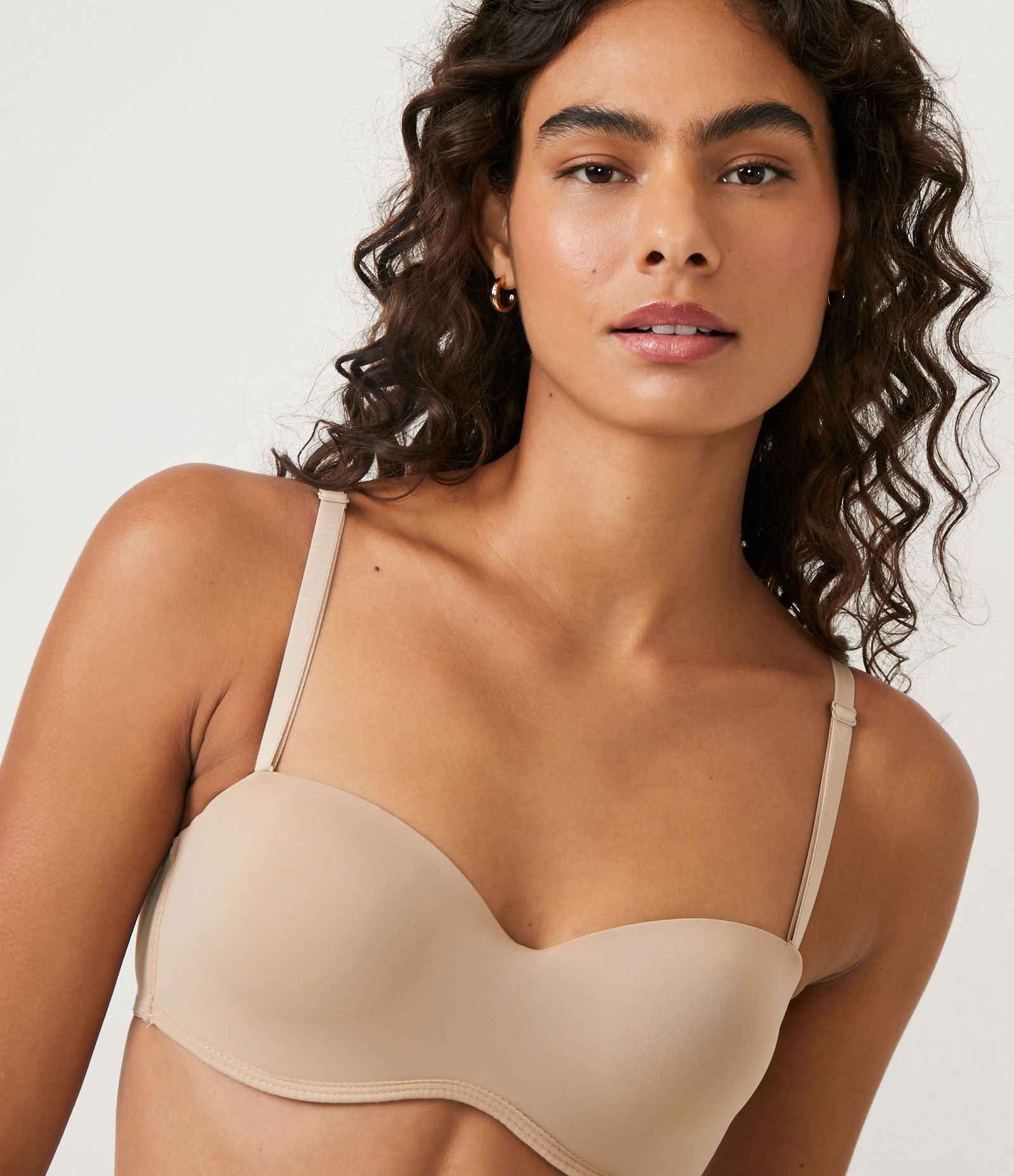 Sutiã Sem Alça em Microfibra com Bojo Inteiro Light Taupe 3