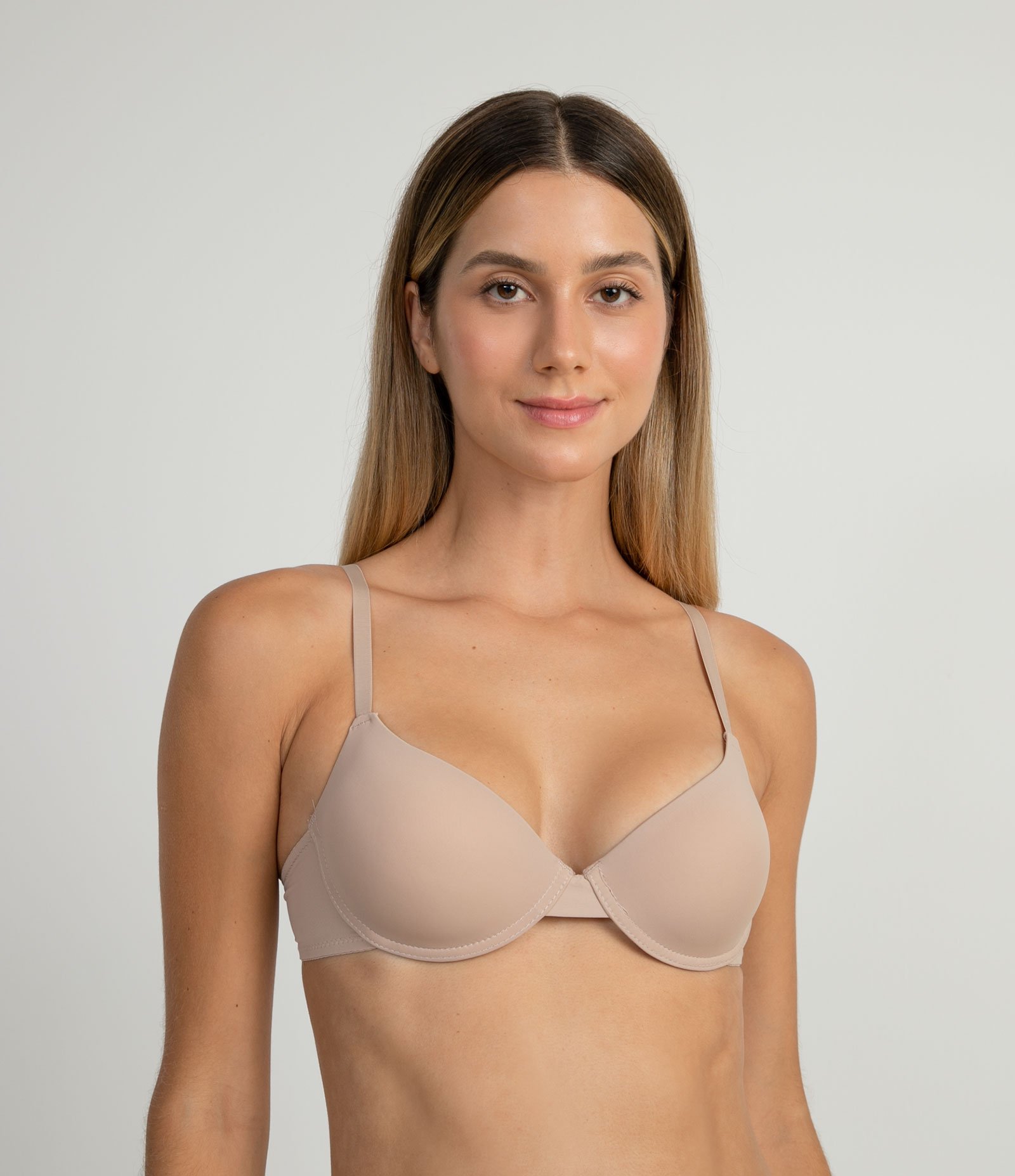 Sutiã Push Up em Microfibra com Enchimento Que Aumenta o Busto em Um Tamanho Light Taupe 1