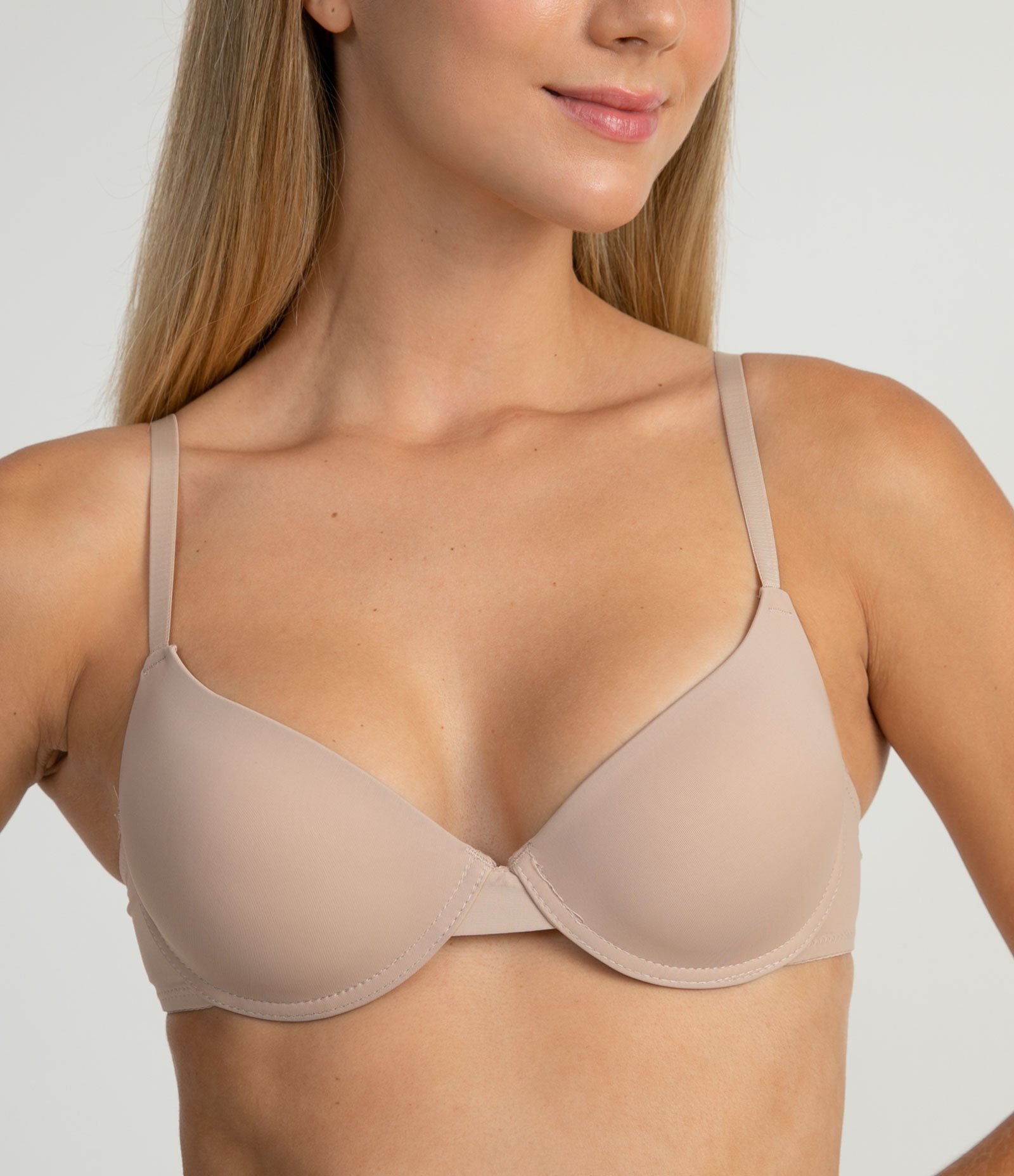 Sutiã Push Up em Microfibra com Enchimento Que Aumenta o Busto em Um Tamanho Light Taupe 3