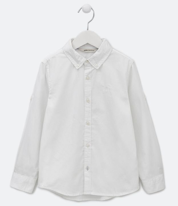 Camisa Infantil em Tricoline - Tam 5 a 14 anos Branco 1