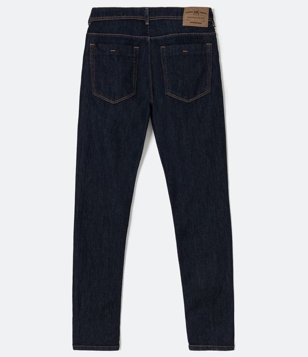 Calça Slim Jeans com Elastano e Pesponto Contrastante Azul 7