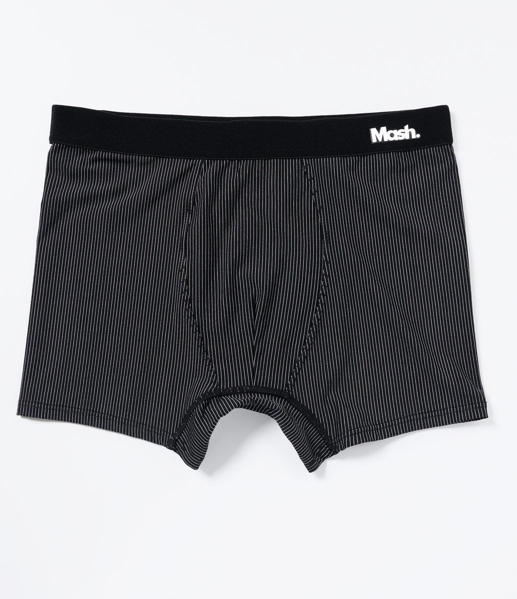 Cueca Boxer em Poliamida com Listras Risca de Giz Mash Preto 1