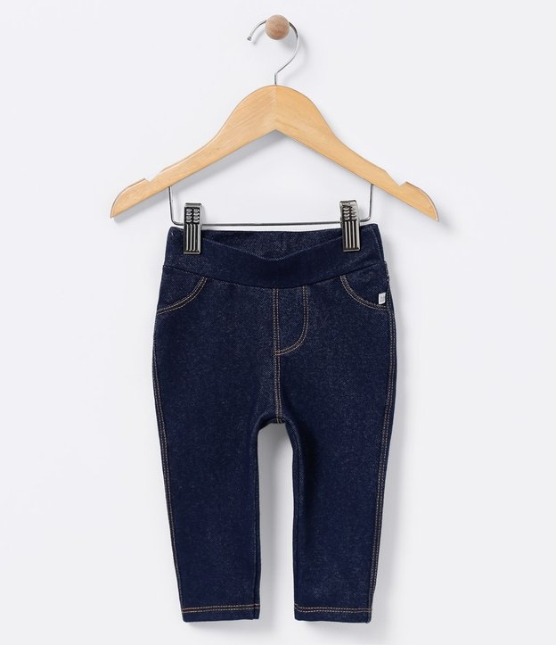 Calça Legging Infantil Imitando Jeans - Tam 0 a 18 meses Azul Marinho 1