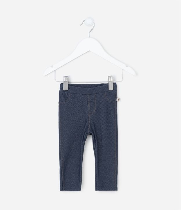 Calça Legging Infantil Imitando Jeans - Tam 0 a 18 meses Azul Marinho 3