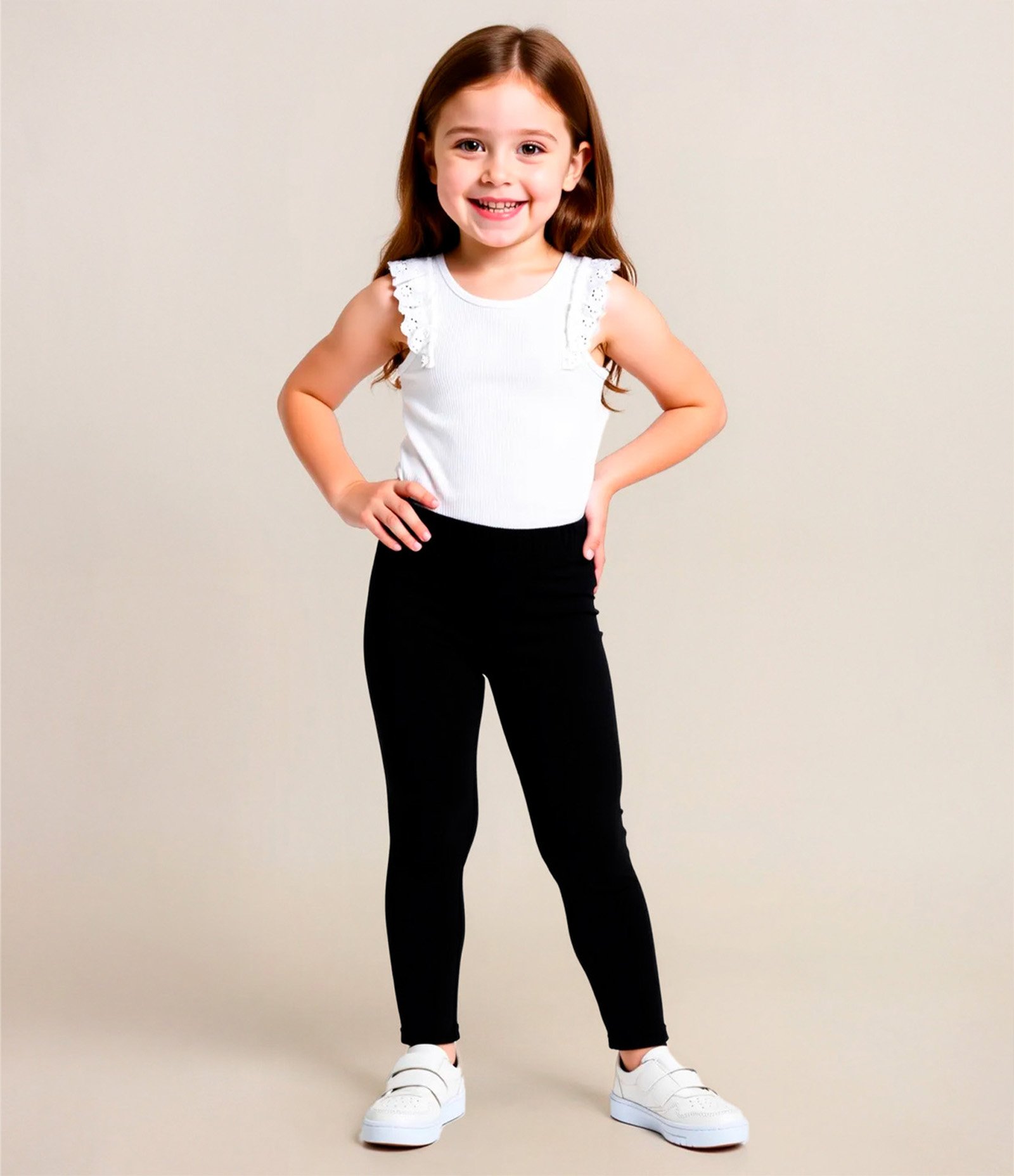 Calça Legging Infantil Básica - Tam 1 a 5 anos Stretch Limo 1