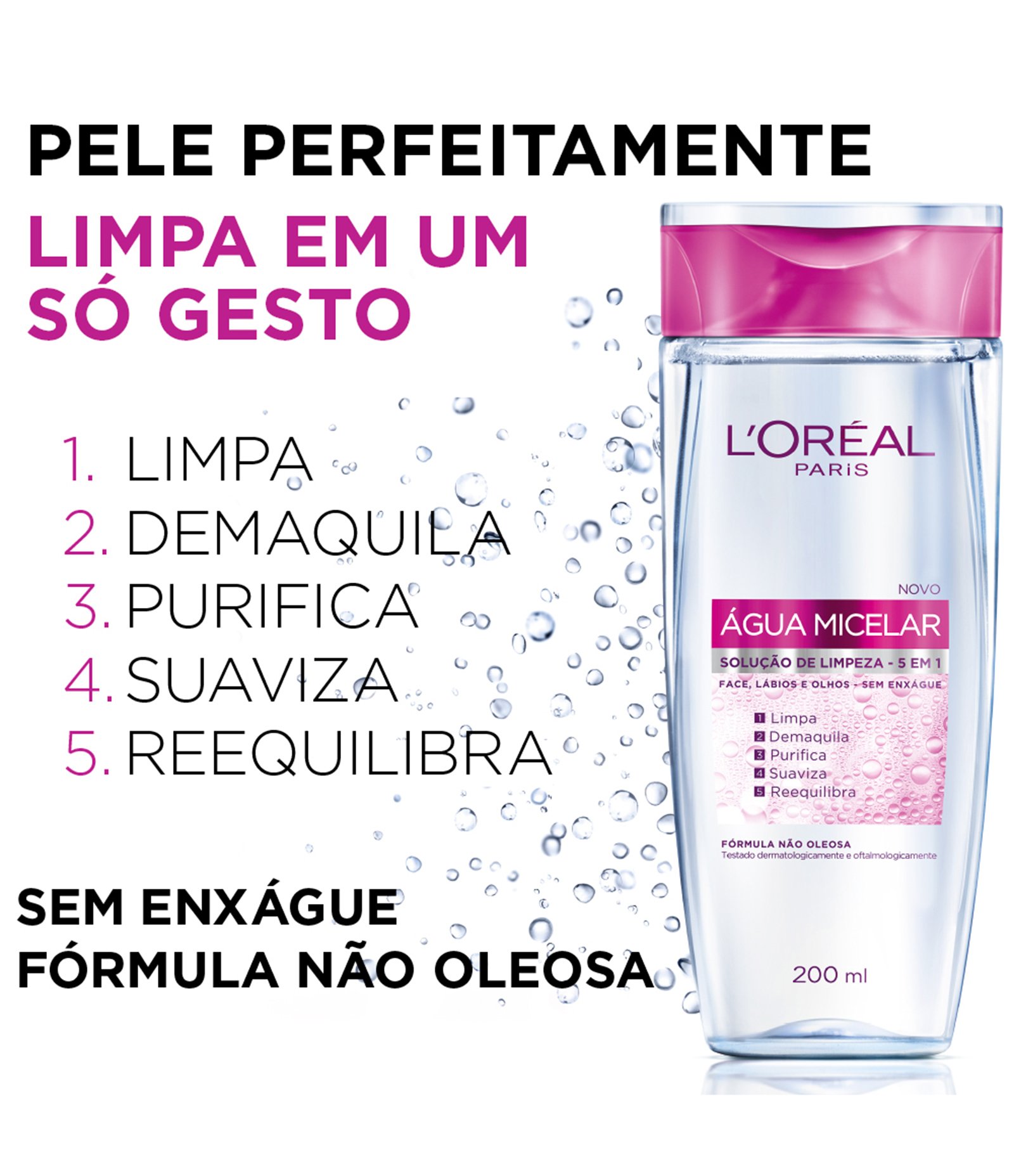 Água Micelar L'Oréal Paris Solução de Limpeza 5 em 1 Incolor 3