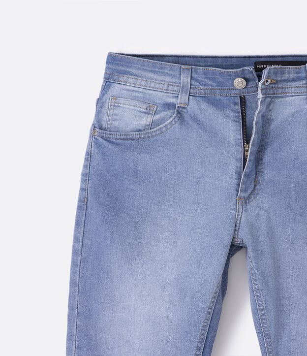 Calça Slim Básica Jeans com Bolsos Azul Claro 3