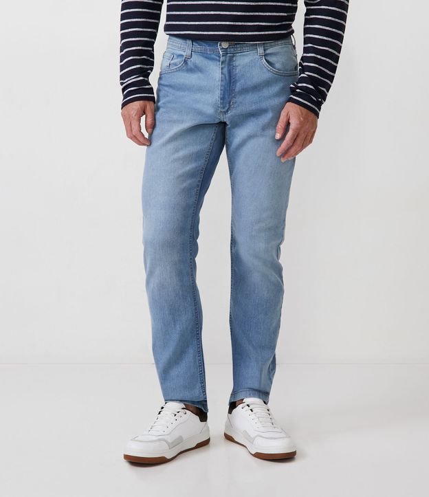 Calça Slim Básica Jeans com Bolsos Azul Claro 2