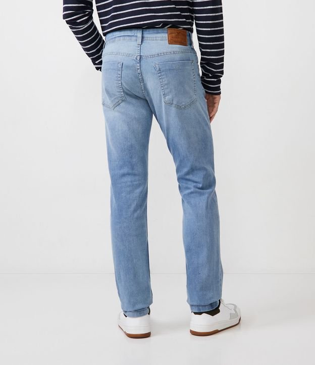 Calça Slim Básica Jeans com Bolsos Azul Claro 3