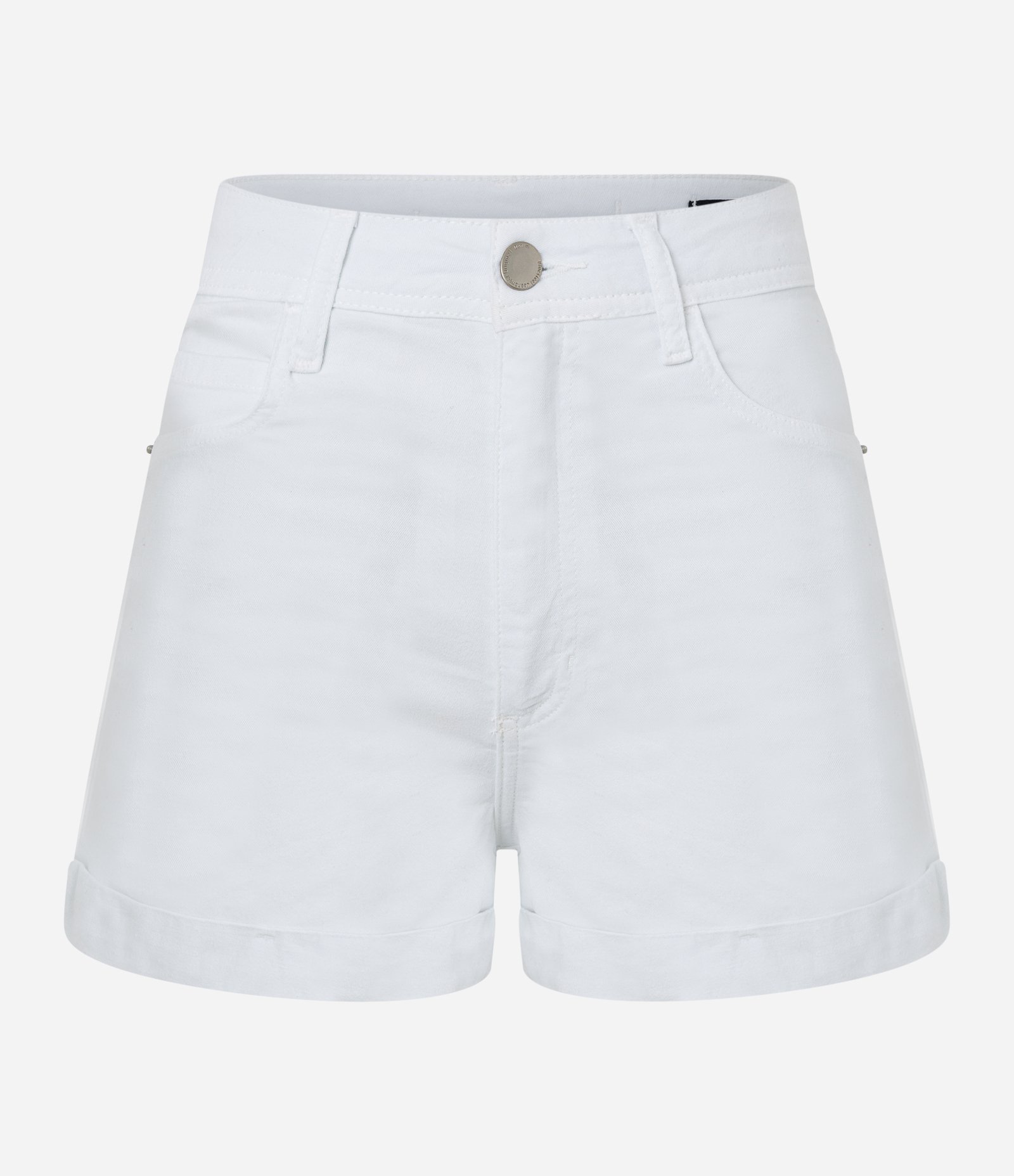 Short em Sarja com Cintura Alta e Barra Dobrada 5