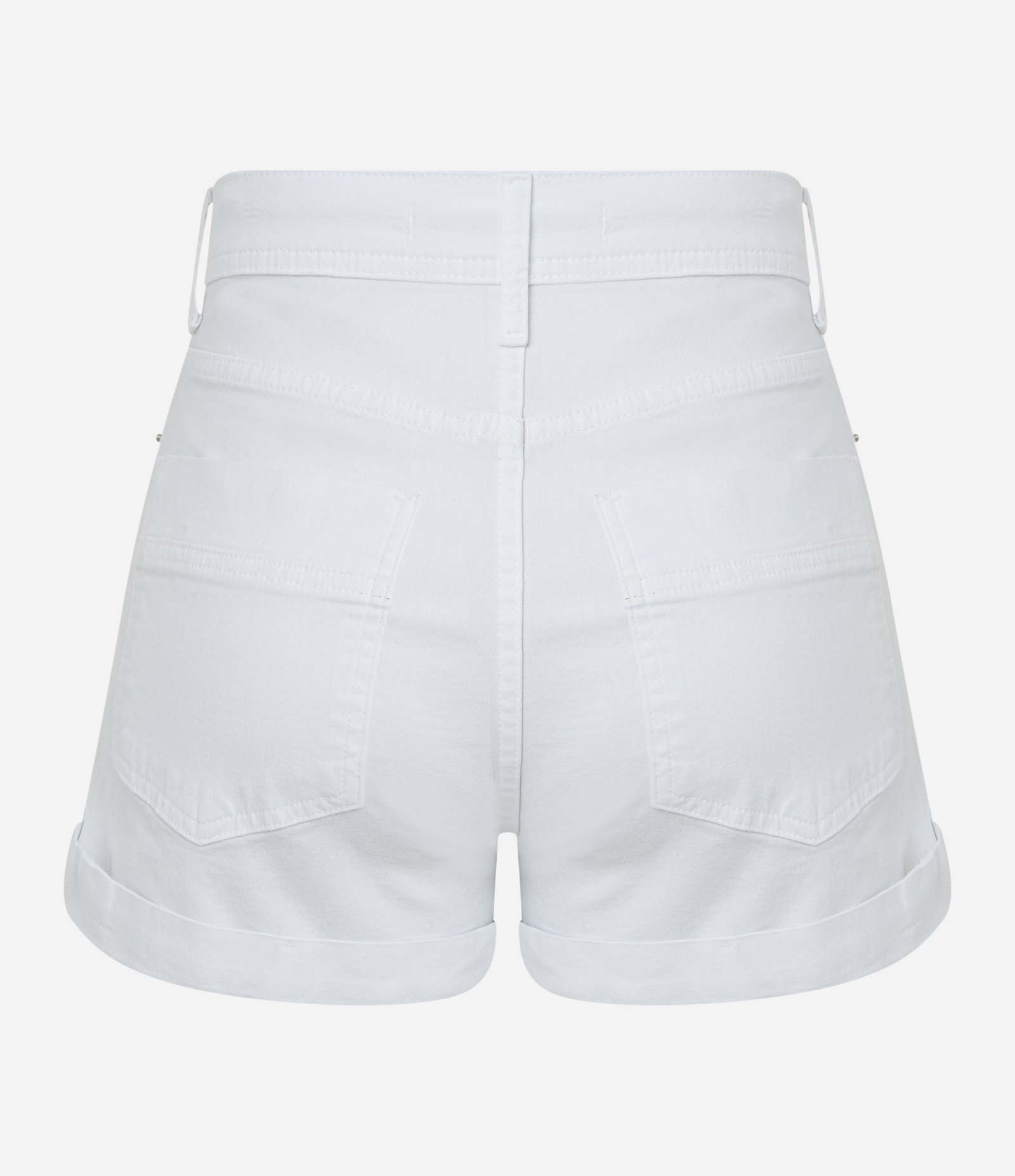 Short em Sarja com Cintura Alta e Barra Dobrada 6