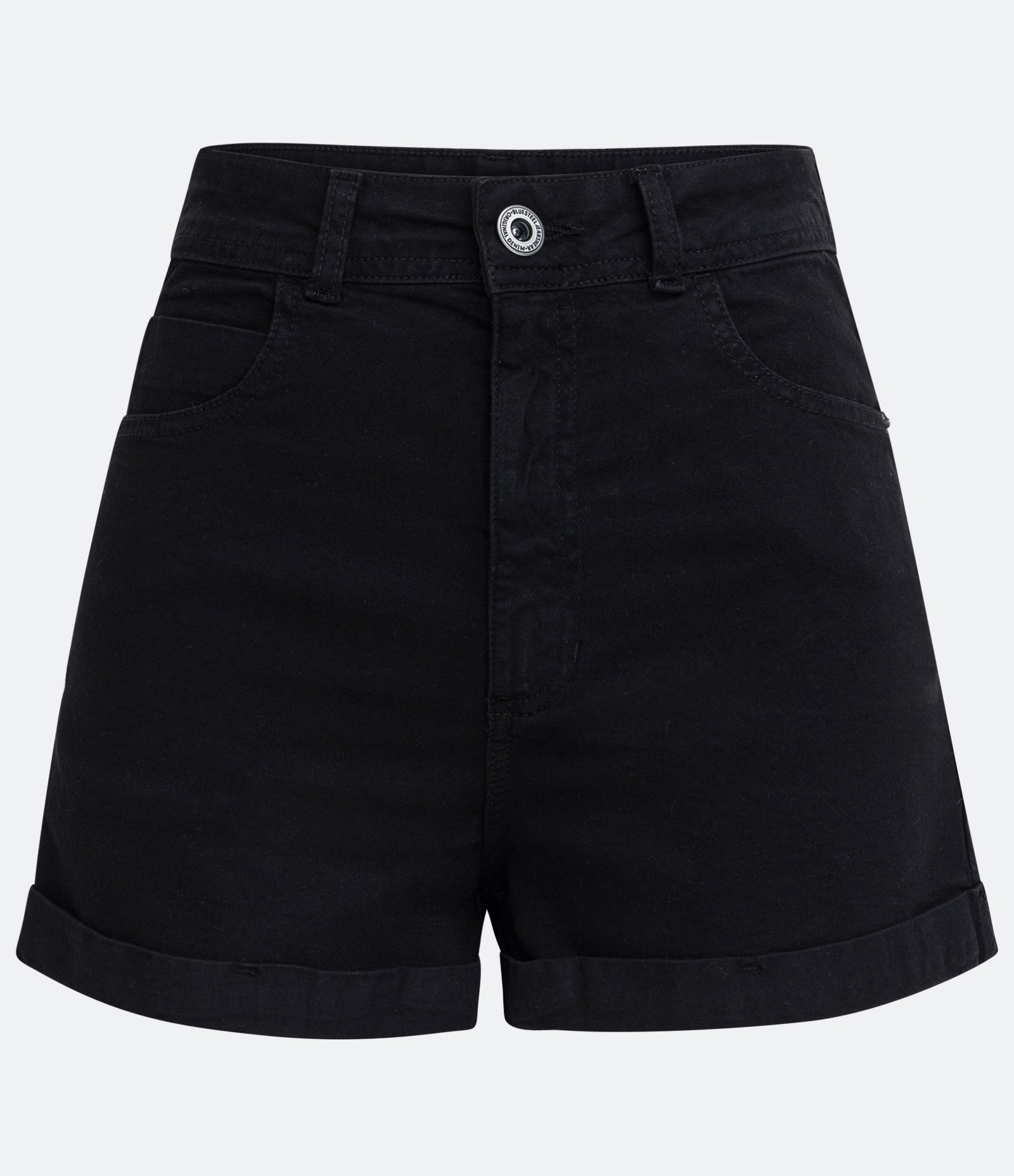 Short em Sarja com Cintura Alta e Barra Dobrada Stretch Limo 5