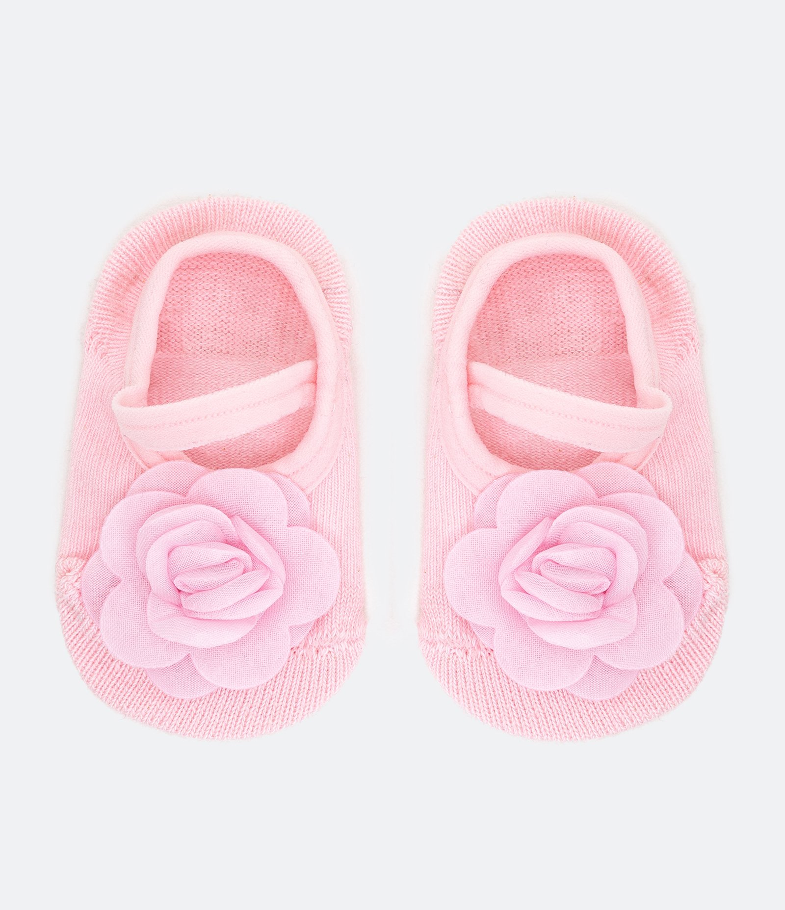 Meia Sapatilha Infantil com Flôr Aplicada e Antiderrapante - Tam 0 a 12 Meses Rosa 1