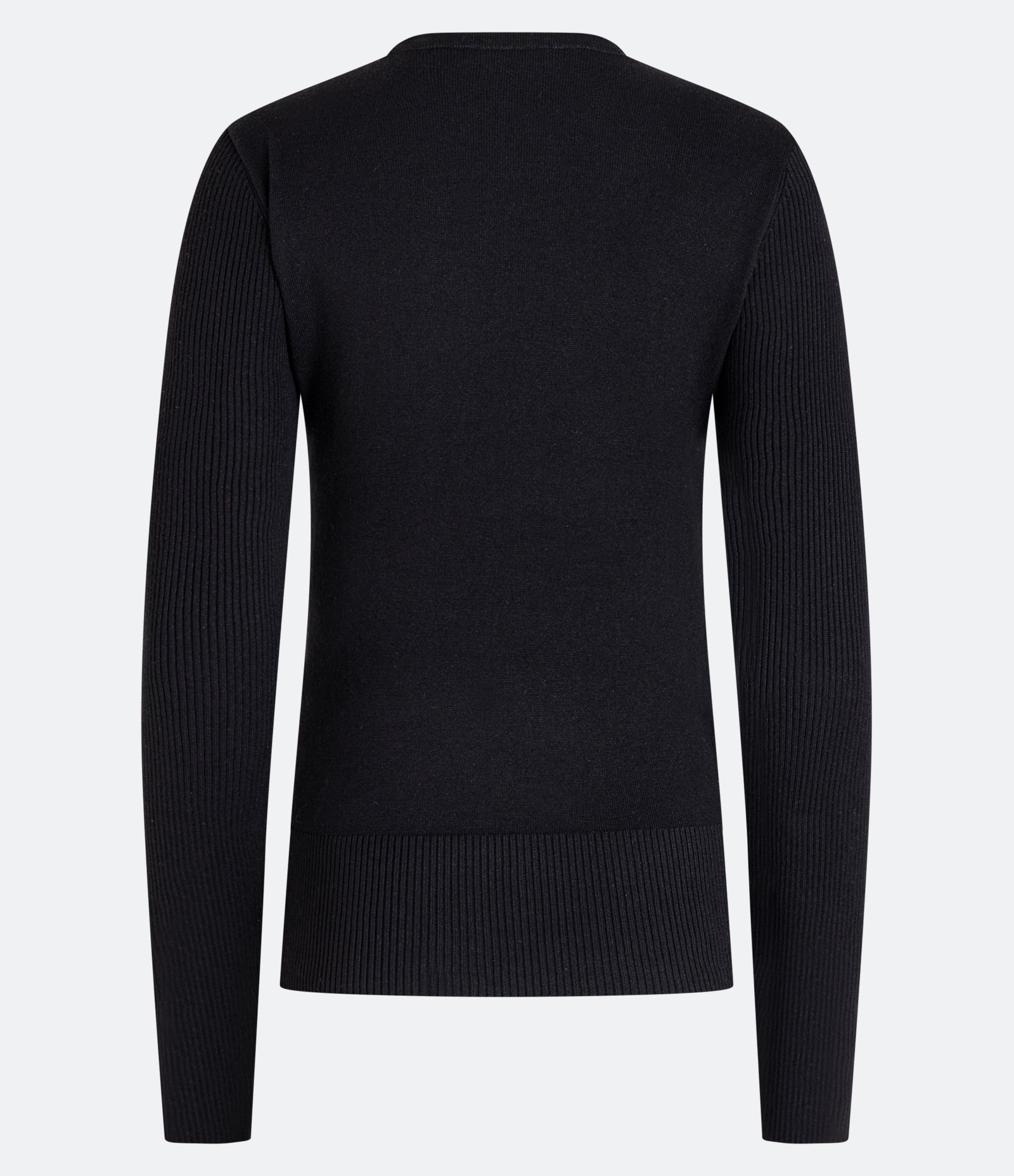 Suéter Alongado em Tricô com Manga Longa Preto 9