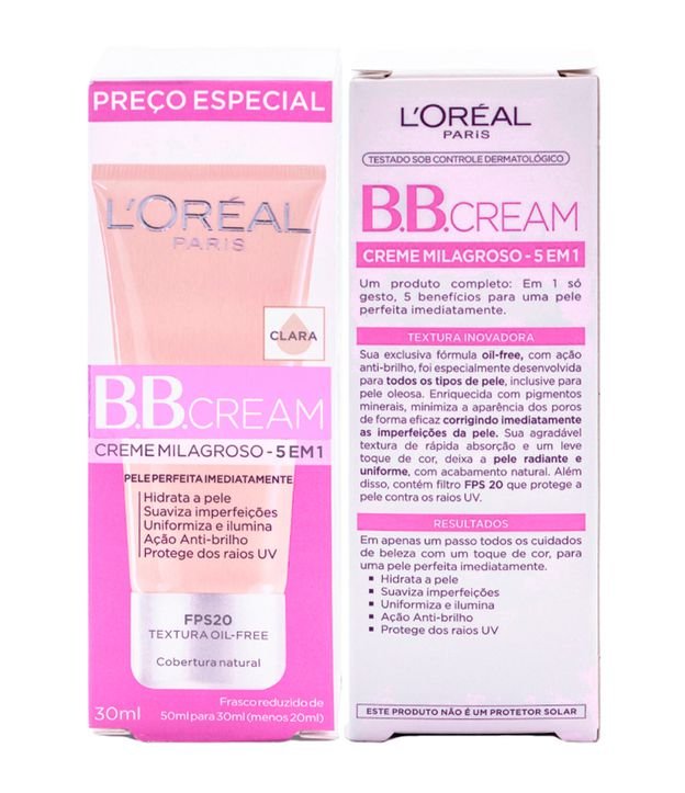 Base BB Cream L'Oréal Paris 5 em 1 FPS 20 Clara 6