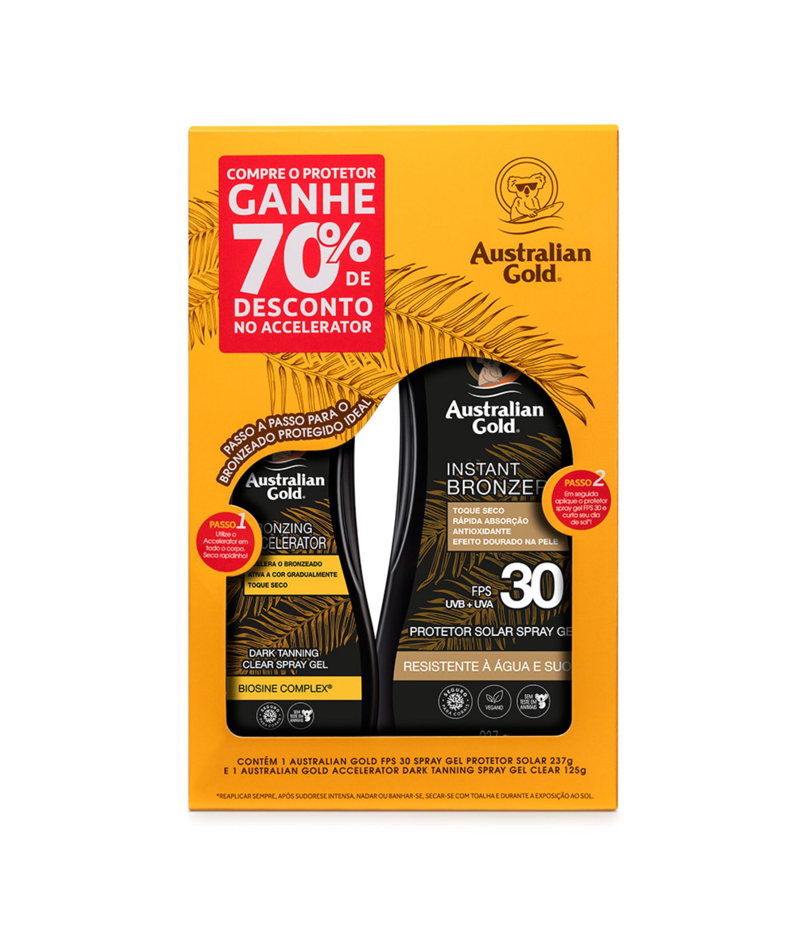 Promopack Australian Gold Acelerador Dark Tanning e Protetor Solar FPS 30 KIT 1