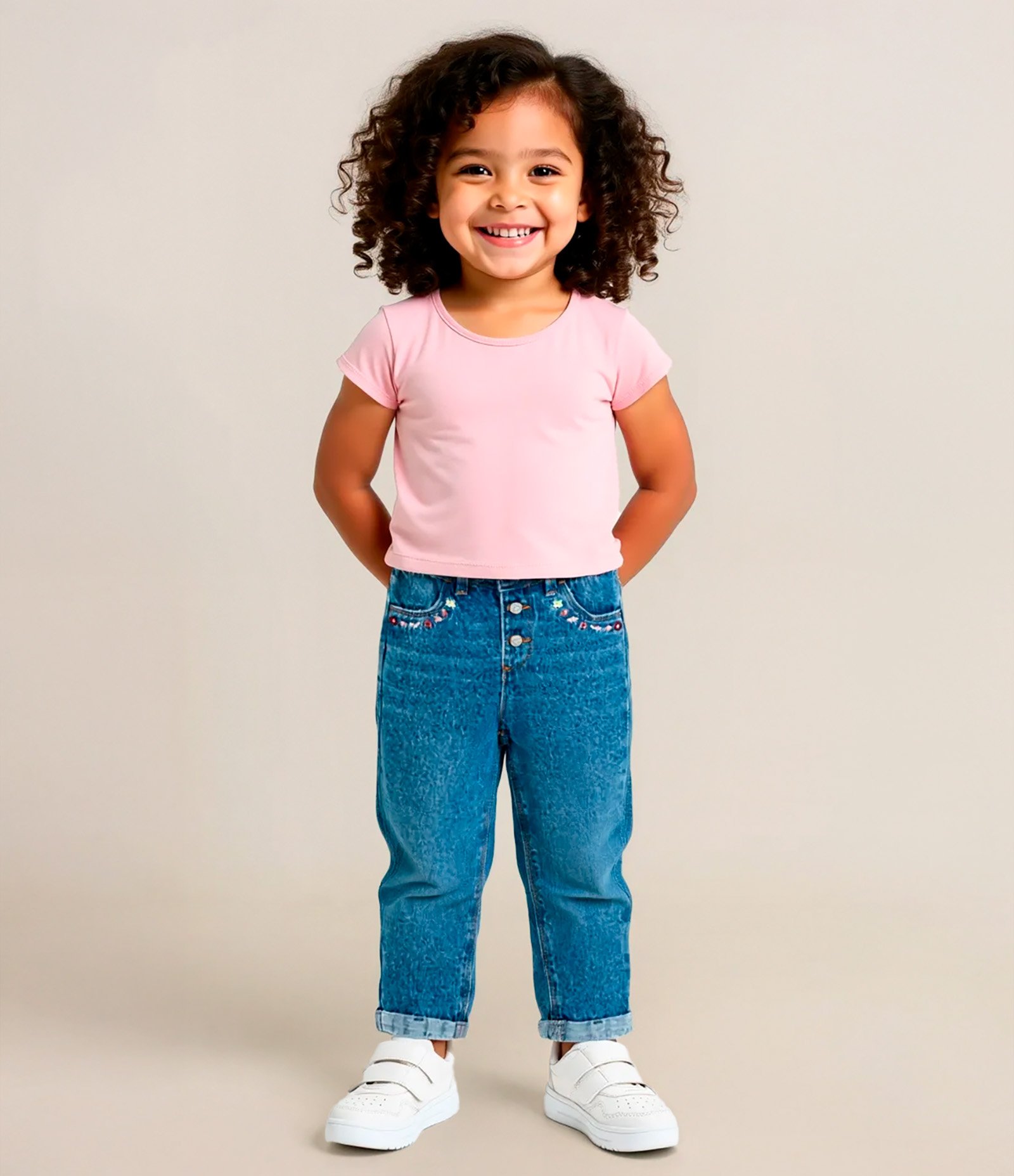 Blusa Infantil Básica em Cotton - Tam 1 a 5 anos Silver Pink 1