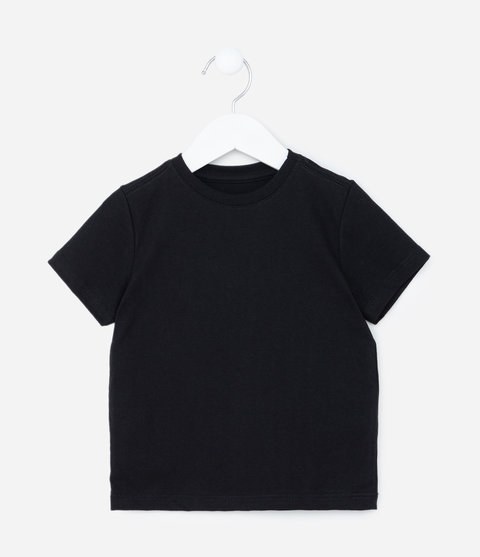 Camiseta Infantil Básica com Etiqueta Bordadinha - Tam 1 a 5 anos Preto 3