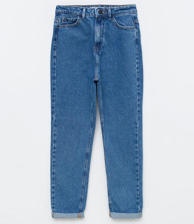Calça Mom em Jeans com Barra Dobrada Azul 1