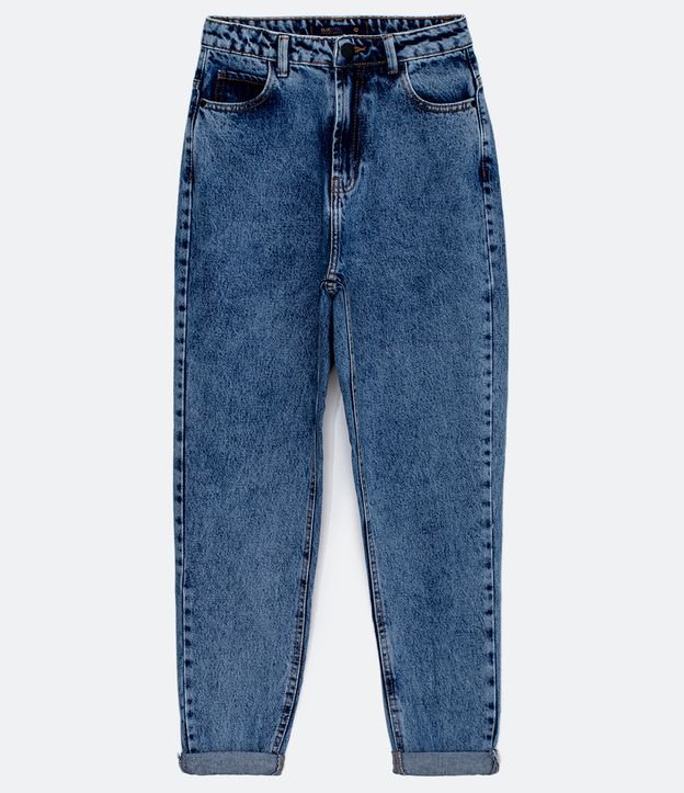 Calça Mom em Jeans com Barra Dobrada Azul 5