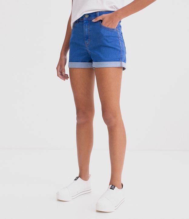 Short Hot Pants con Terminación Doble Azul 4