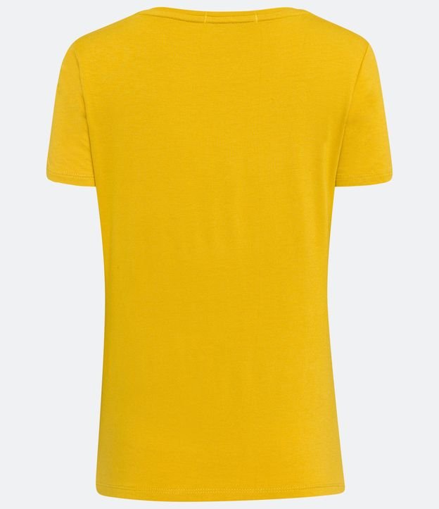 Blusa Básica em Meia Malha com Decote V Amarelo Vivo 6