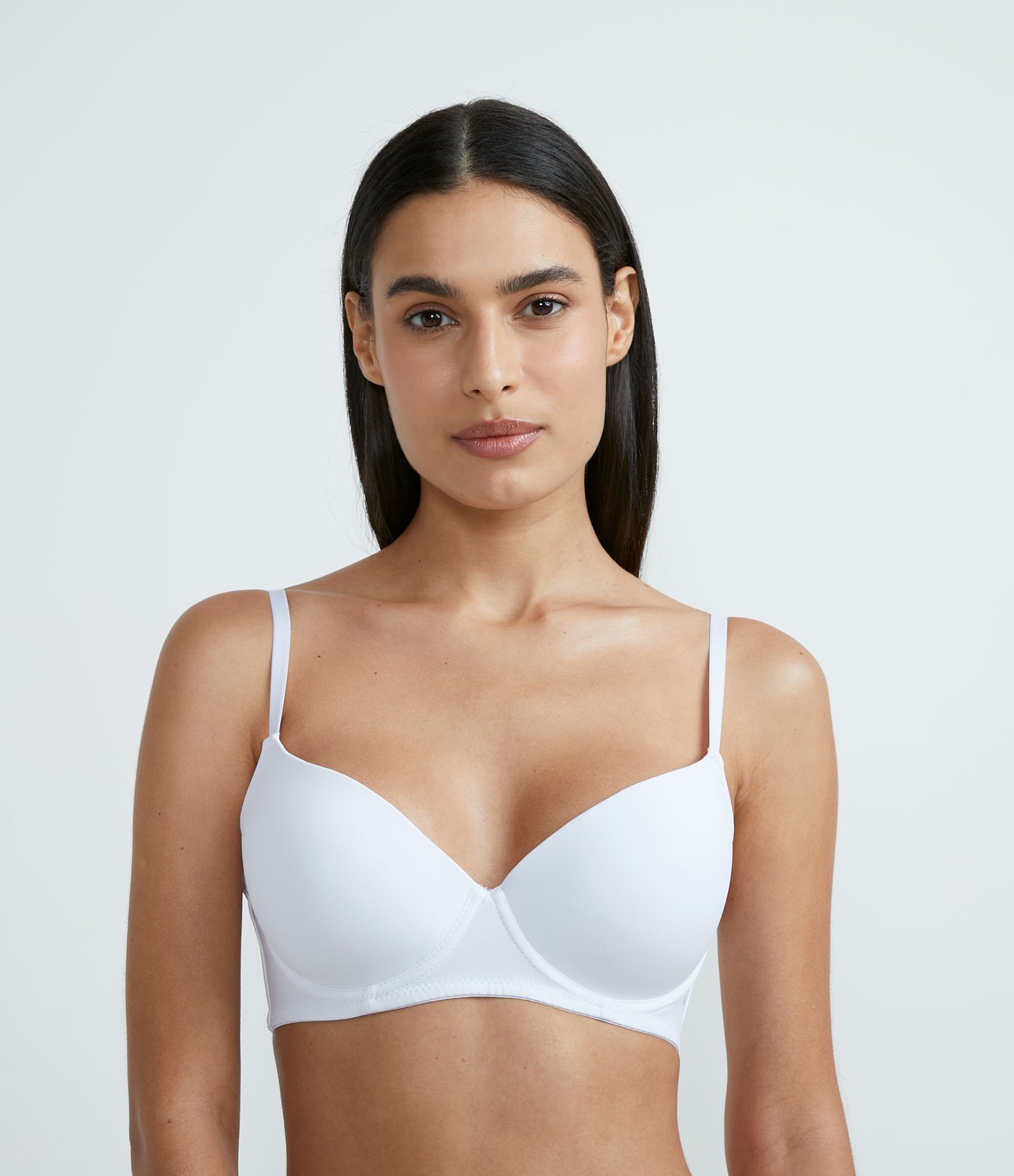 Sutiã Base Reforçada em Microfibra com Bojo Oco e Alça Regulável Branco 1