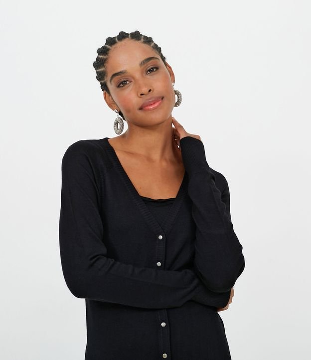 Cardigan Básico Alargado Negro 5