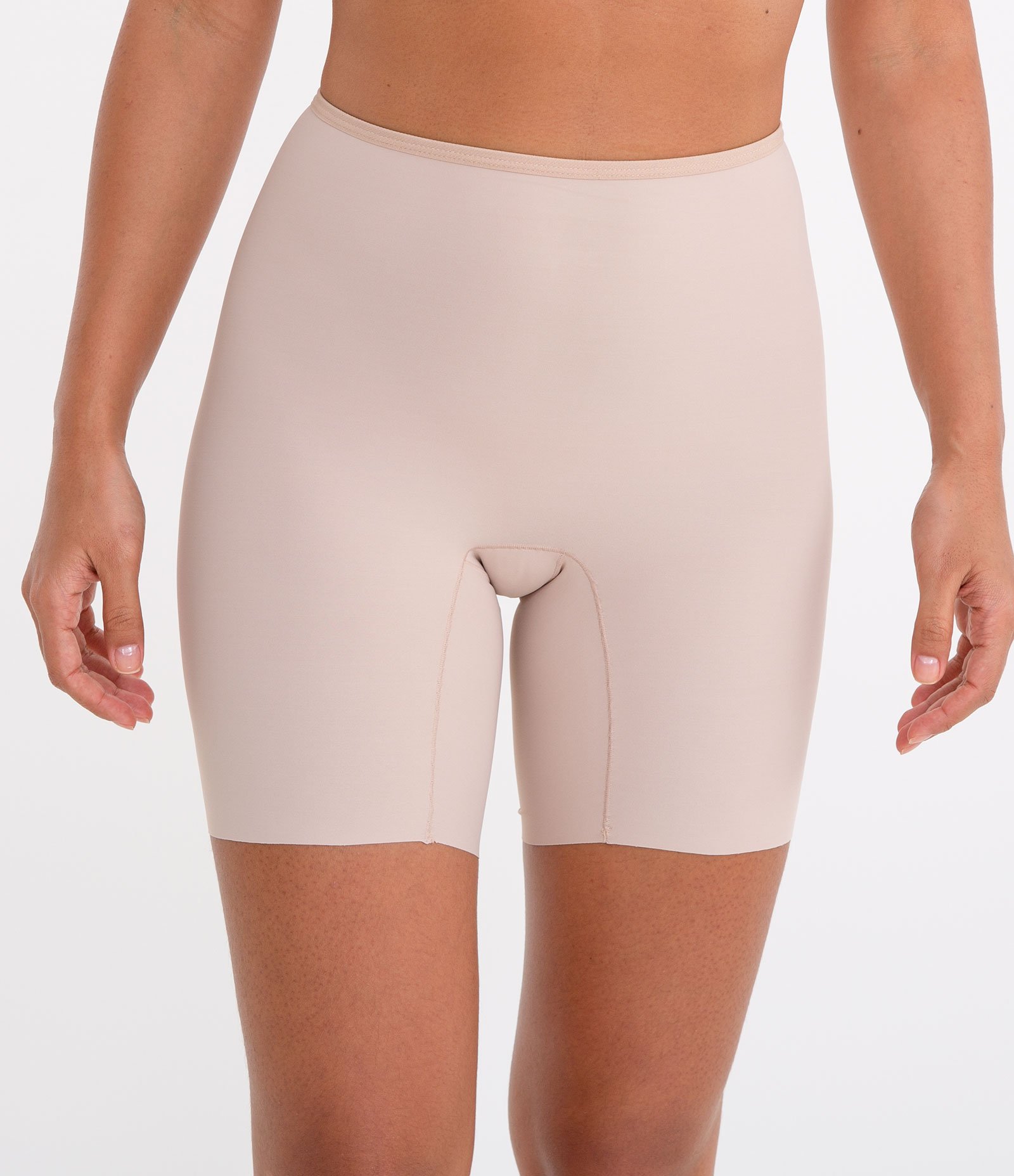 Bermuda Modeladora Em Microfibra Liso Bege 1