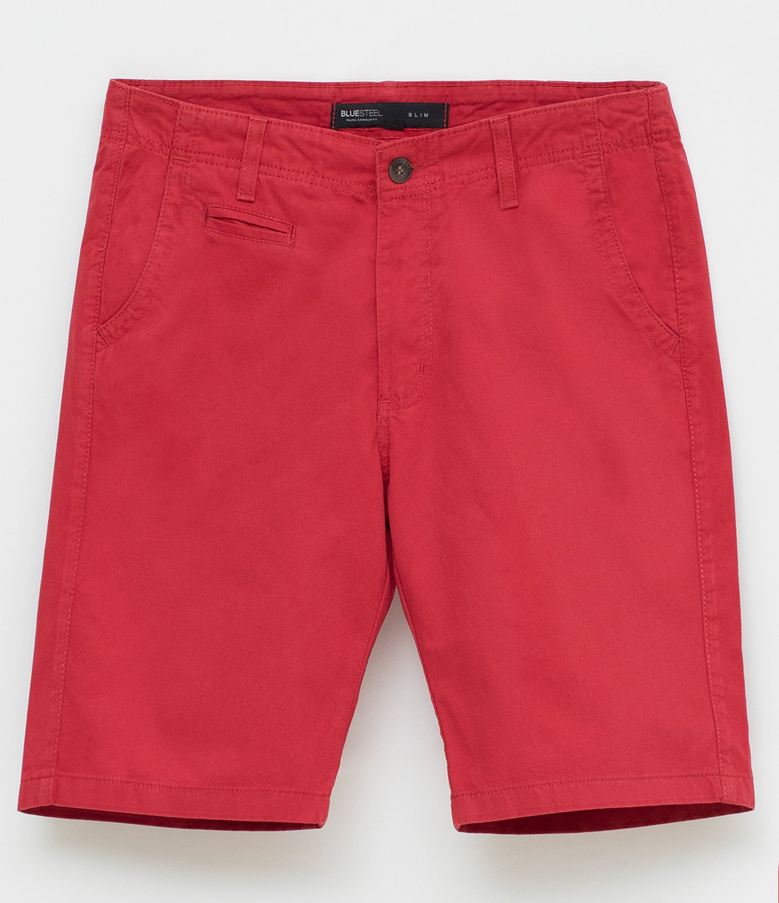 Bermuda Slim Básica em Sarja com Bolsos Cherry Tomato 5