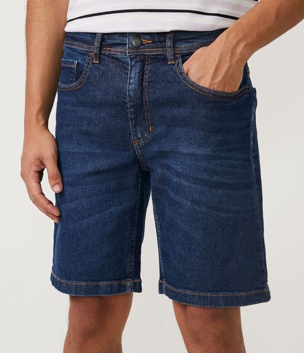 Bermuda Slim Jeans com Cós Fixo Azul 2