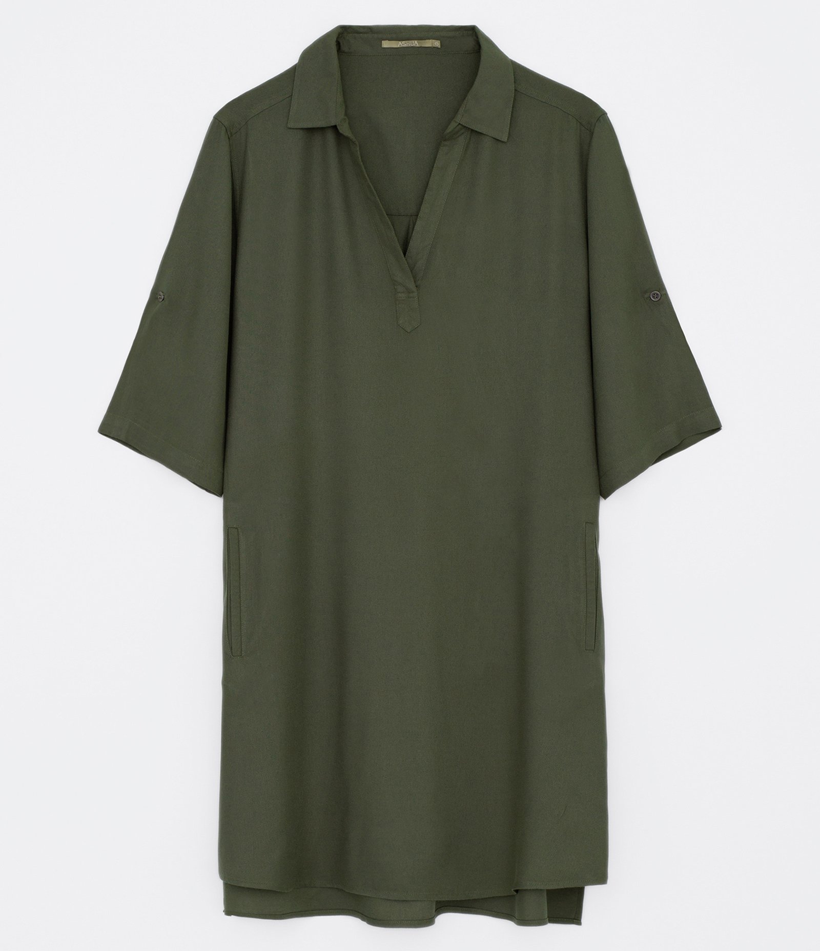 Vestido Curto em Viscose com Bolsos Curve & Plus Size VERDE 5