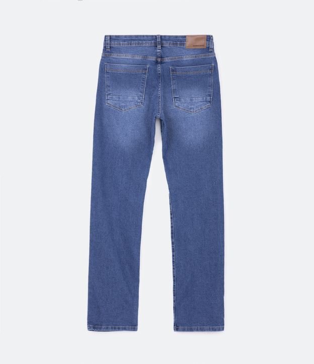 Calça Reta Básica Jeans com Elastano Azul Médio 9