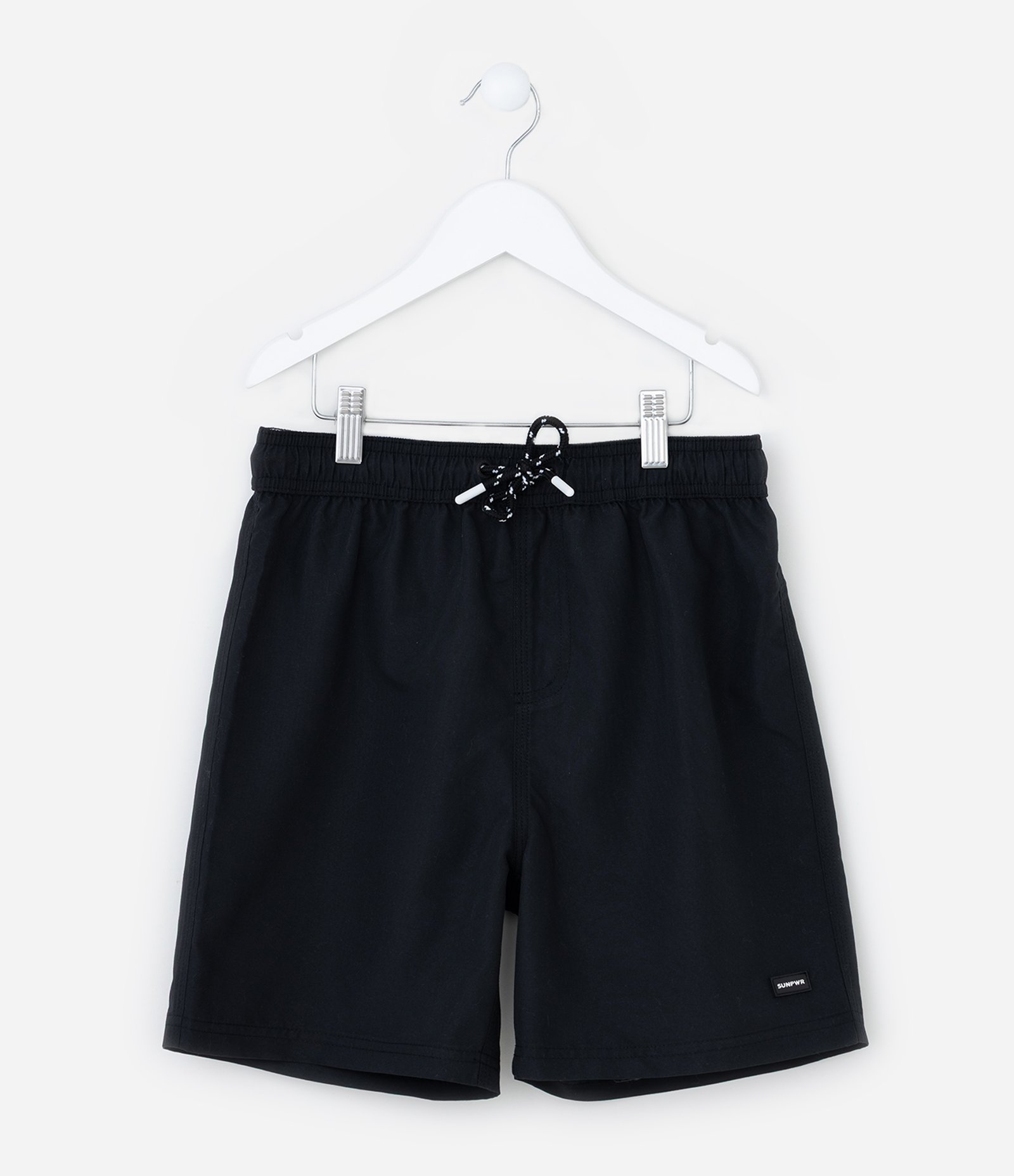 Bermuda de Banho Infantil com Etiqueta Emborrachada - Tam 5 a 14 anos Preto 1