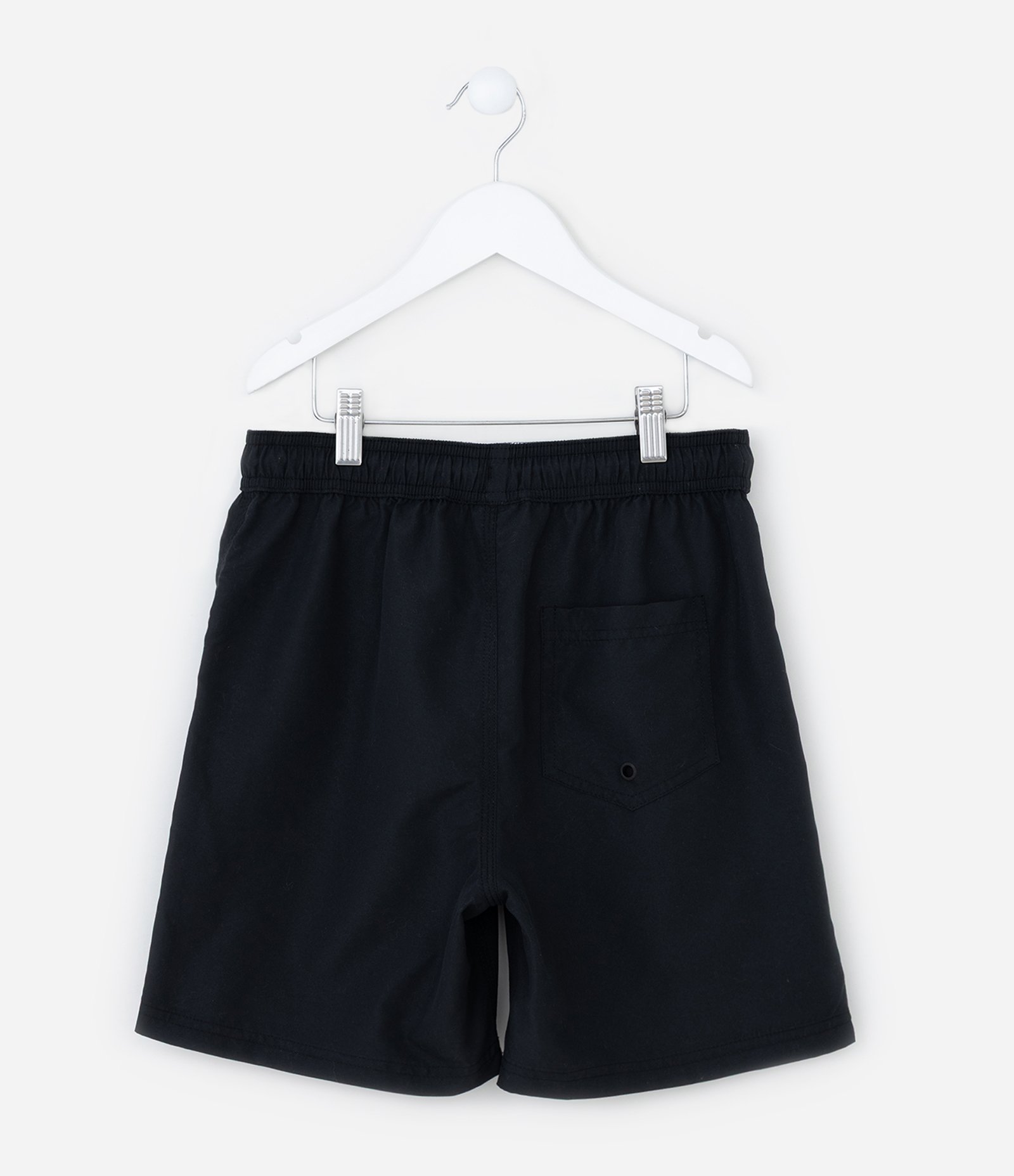 Bermuda de Banho Infantil com Etiqueta Emborrachada - Tam 5 a 14 anos Preto 2