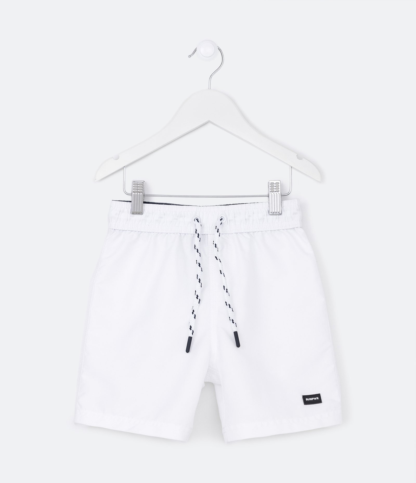 Bermuda de Banho Infantil com Etiqueta Emborrachada - Tam 5 a 14 anos Branco 12