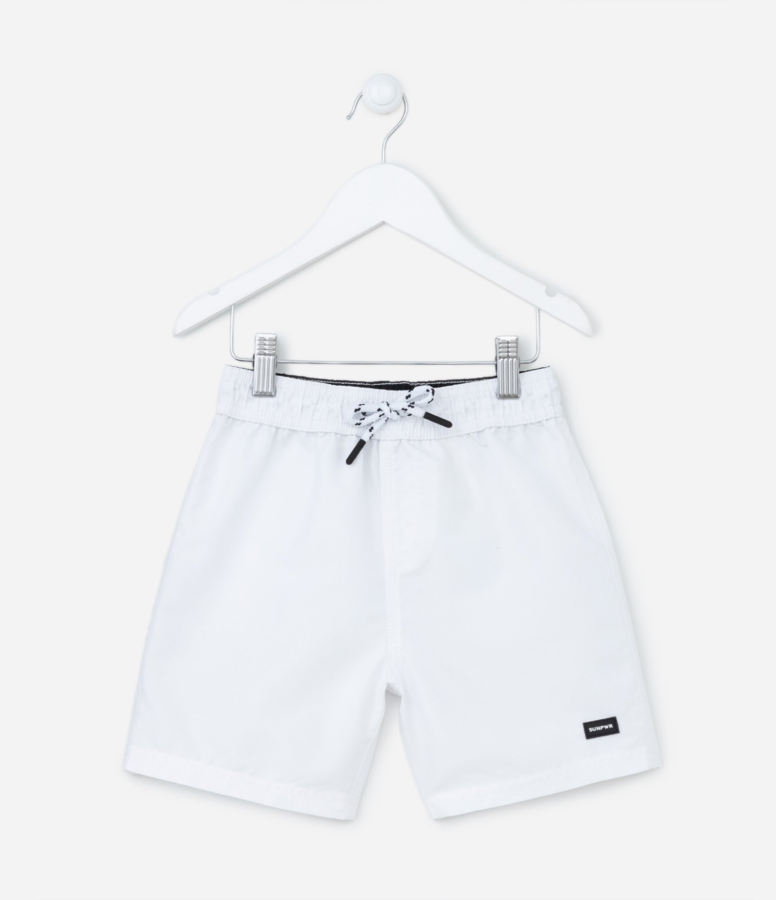 Bermuda de Banho Infantil com Etiqueta Emborrachada - Tam 5 a 14 anos Branco 1