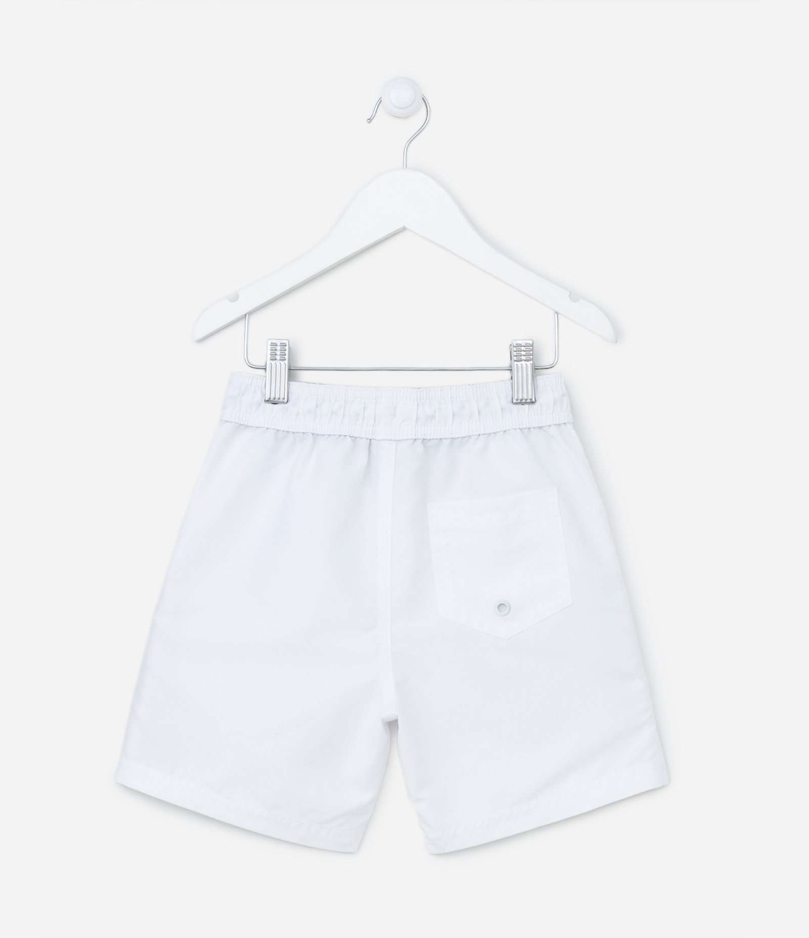 Bermuda de Banho Infantil com Etiqueta Emborrachada - Tam 5 a 14 anos Branco 8